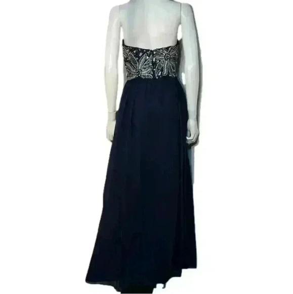 Sean Collection Navy Blue Beaded Top, Long Formal Dress Size 2, Pre-Owned - Picture 4 of 6